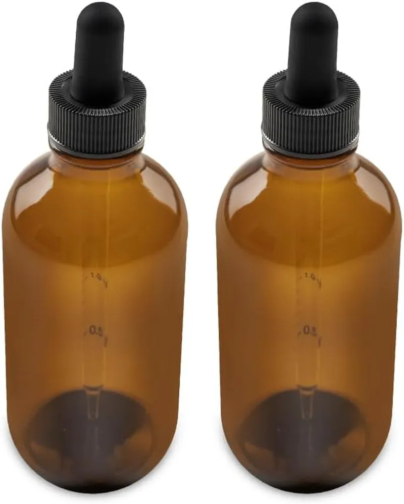 - 2 Pack - 4 Oz Glass Bottle with Dropper - Green - 22-400 Neck Finish - Boston round Bottles - Leakproof Essential Oils Bottles