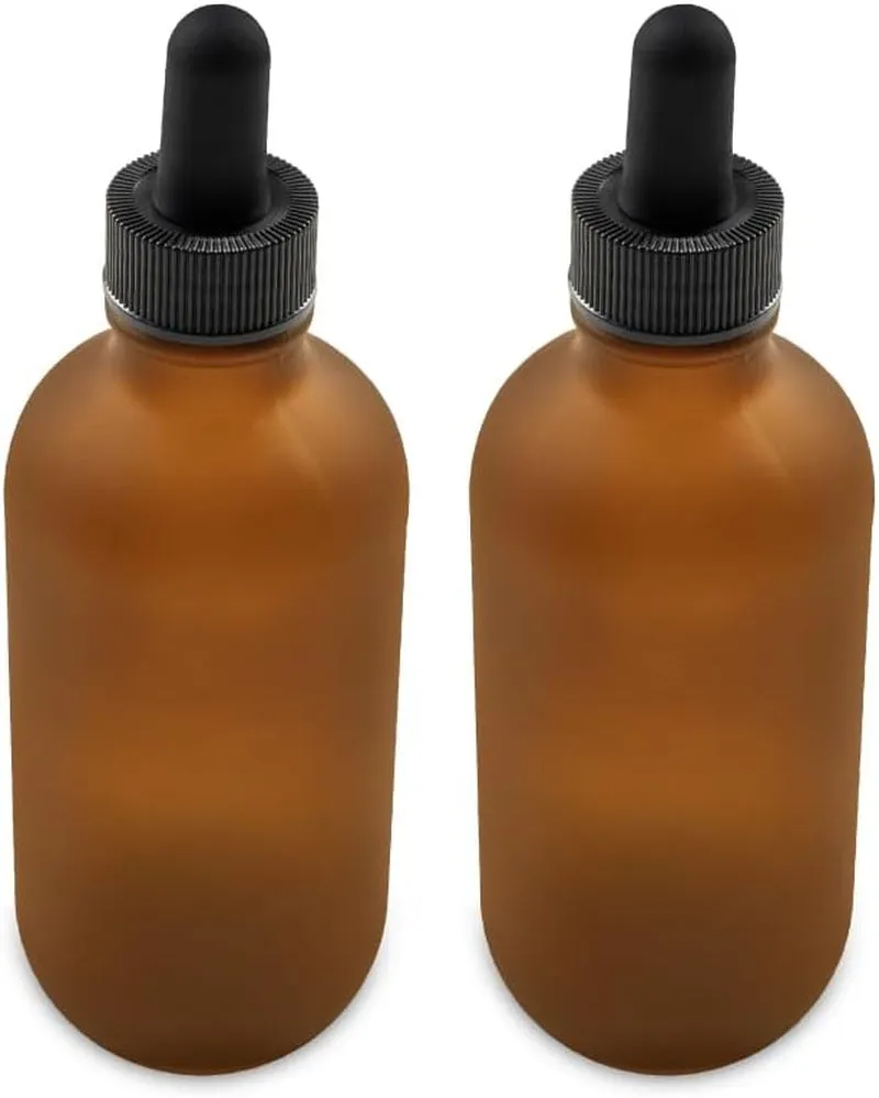 - 2 Pack - 4 Oz Glass Bottle with Dropper - Green - 22-400 Neck Finish - Boston round Bottles - Leakproof Essential Oils Bottles