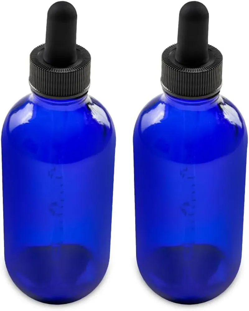 - 2 Pack - 4 Oz Glass Bottle with Dropper - Green - 22-400 Neck Finish - Boston round Bottles - Leakproof Essential Oils Bottles
