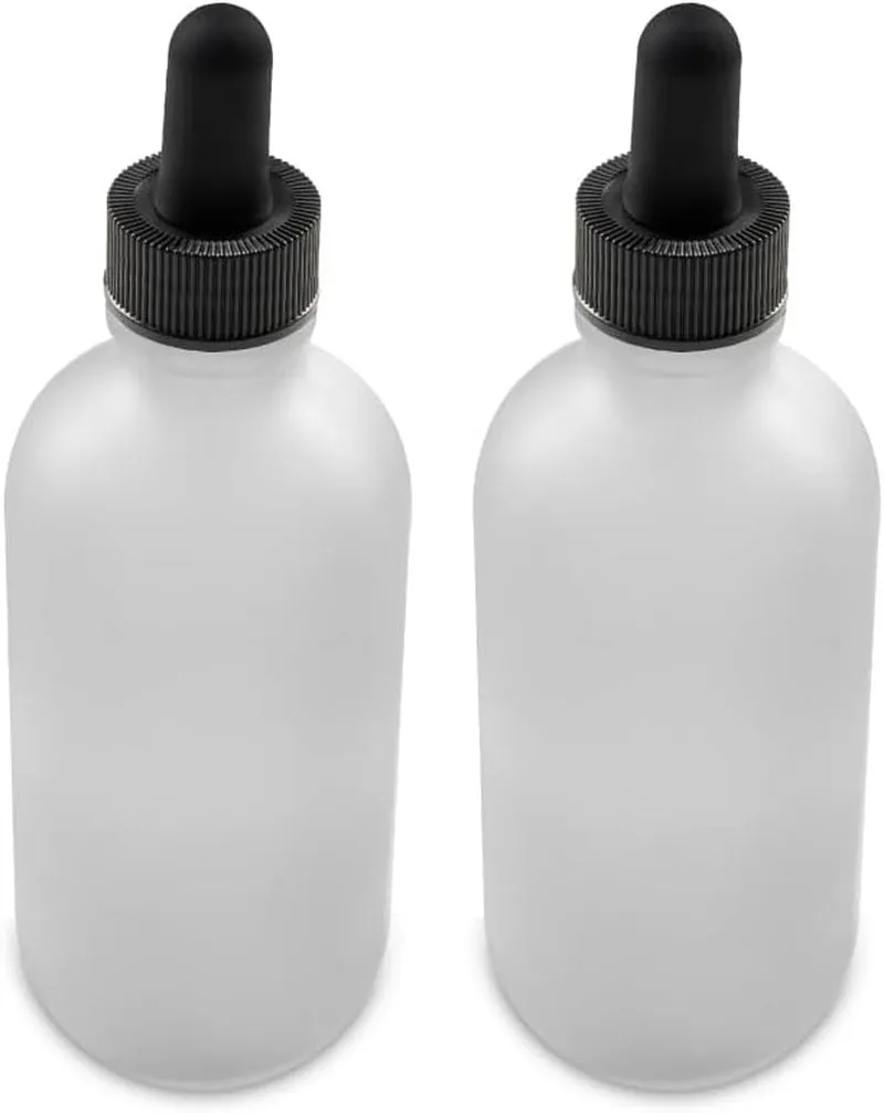 - 2 Pack - 4 Oz Glass Bottle with Dropper - Green - 22-400 Neck Finish - Boston round Bottles - Leakproof Essential Oils Bottles