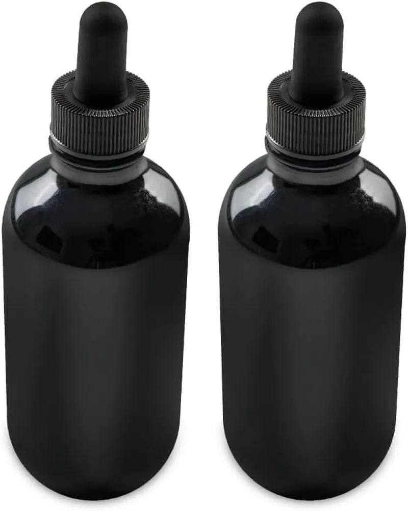 - 2 Pack - 4 Oz Glass Bottle with Dropper - Green - 22-400 Neck Finish - Boston round Bottles - Leakproof Essential Oils Bottles