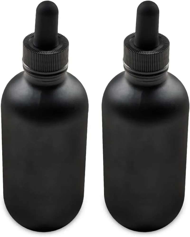 - 2 Pack - 4 Oz Glass Bottle with Dropper - Green - 22-400 Neck Finish - Boston round Bottles - Leakproof Essential Oils Bottles