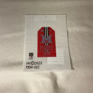 * Hedgehog Needlepoint Miami of Ohio University Retro Travel Tag