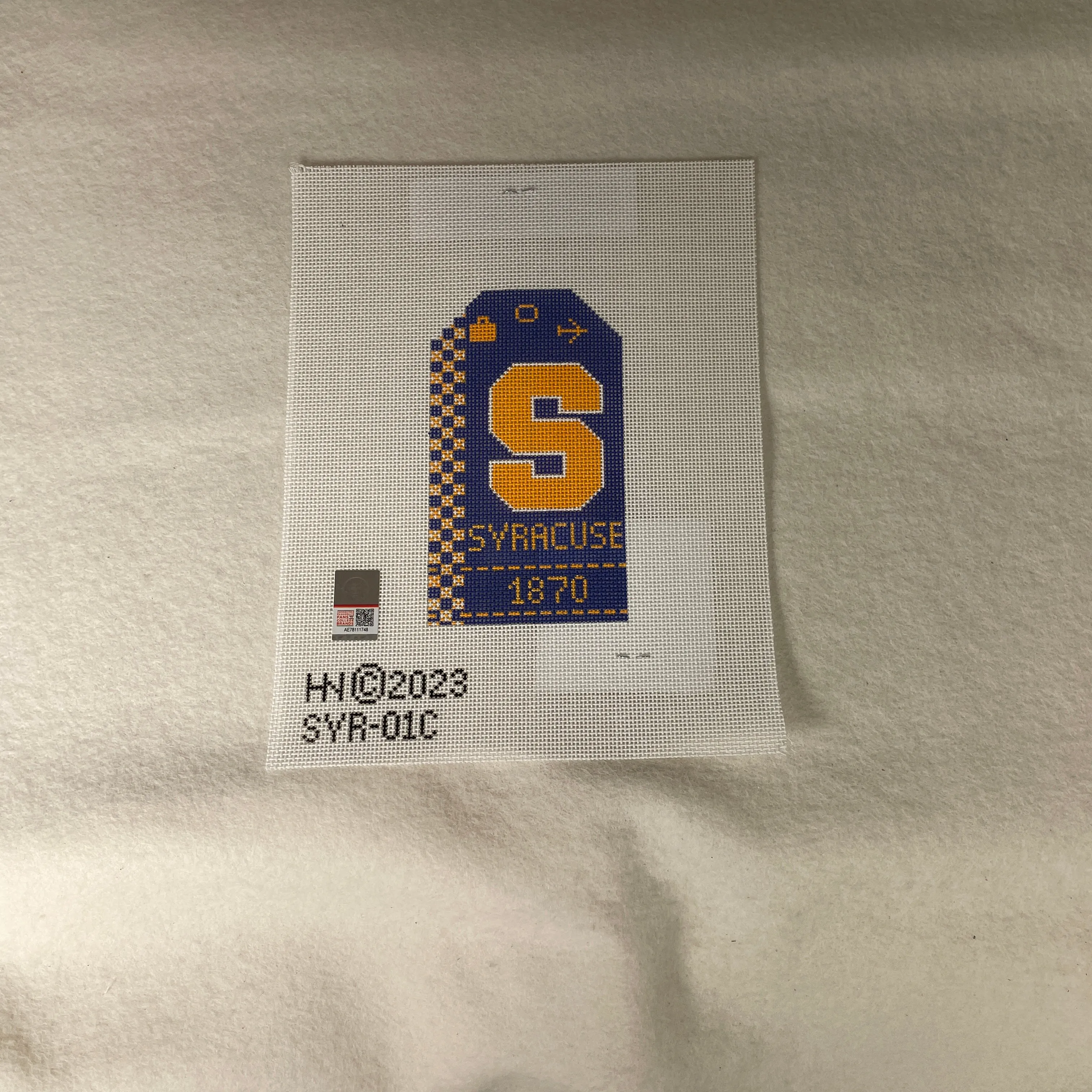 * Hedgehog Needlepoint Syracuse Travel Tag