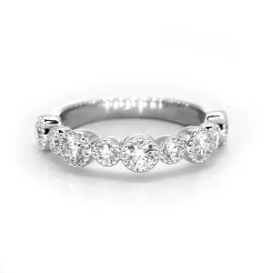 0.85 ct. Round Diamond Wedding Stackable Band, Bezel Set Milgrain Accent Ring