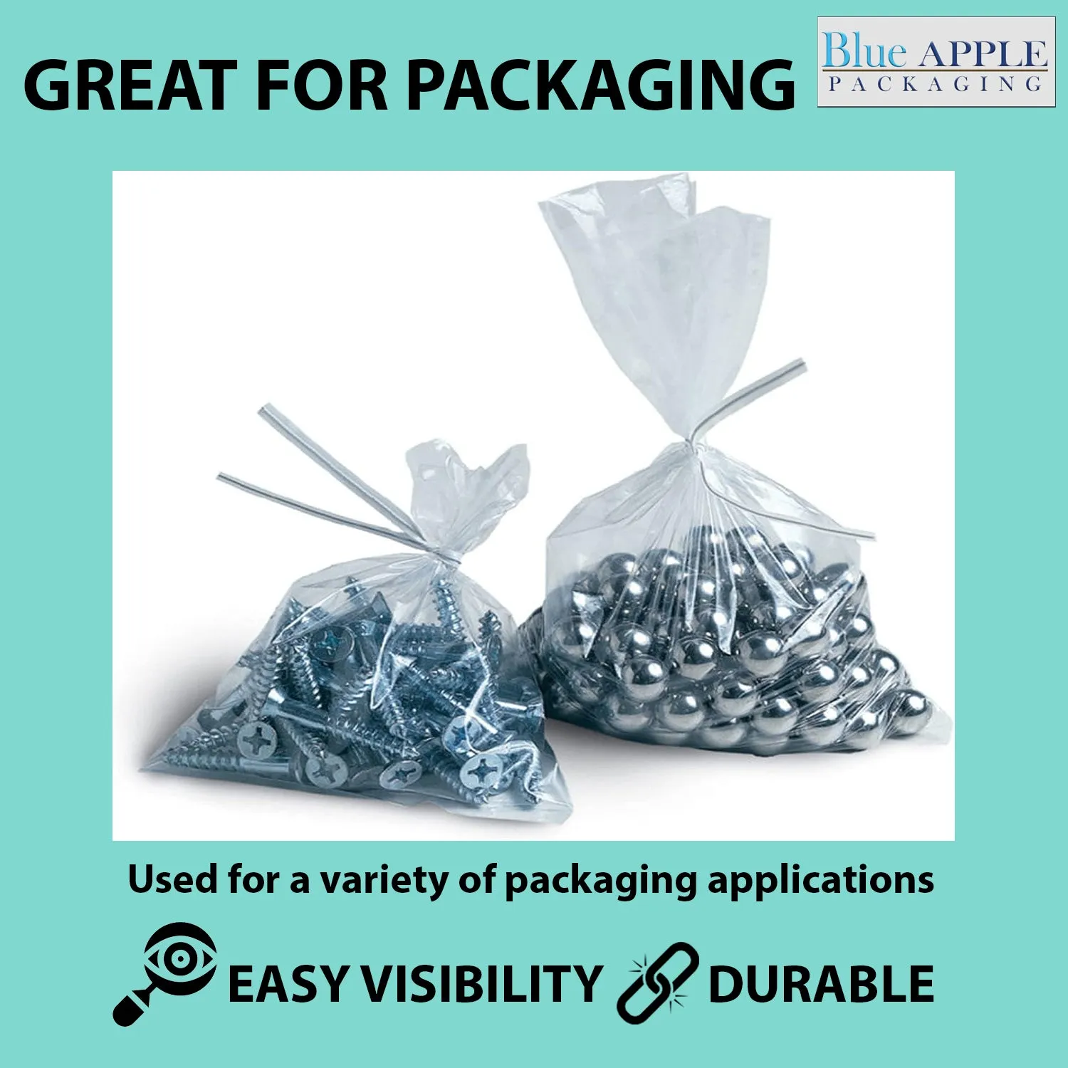12X20 inches Clear Flat Poly Bags 4Mil Open Top (LDPE)