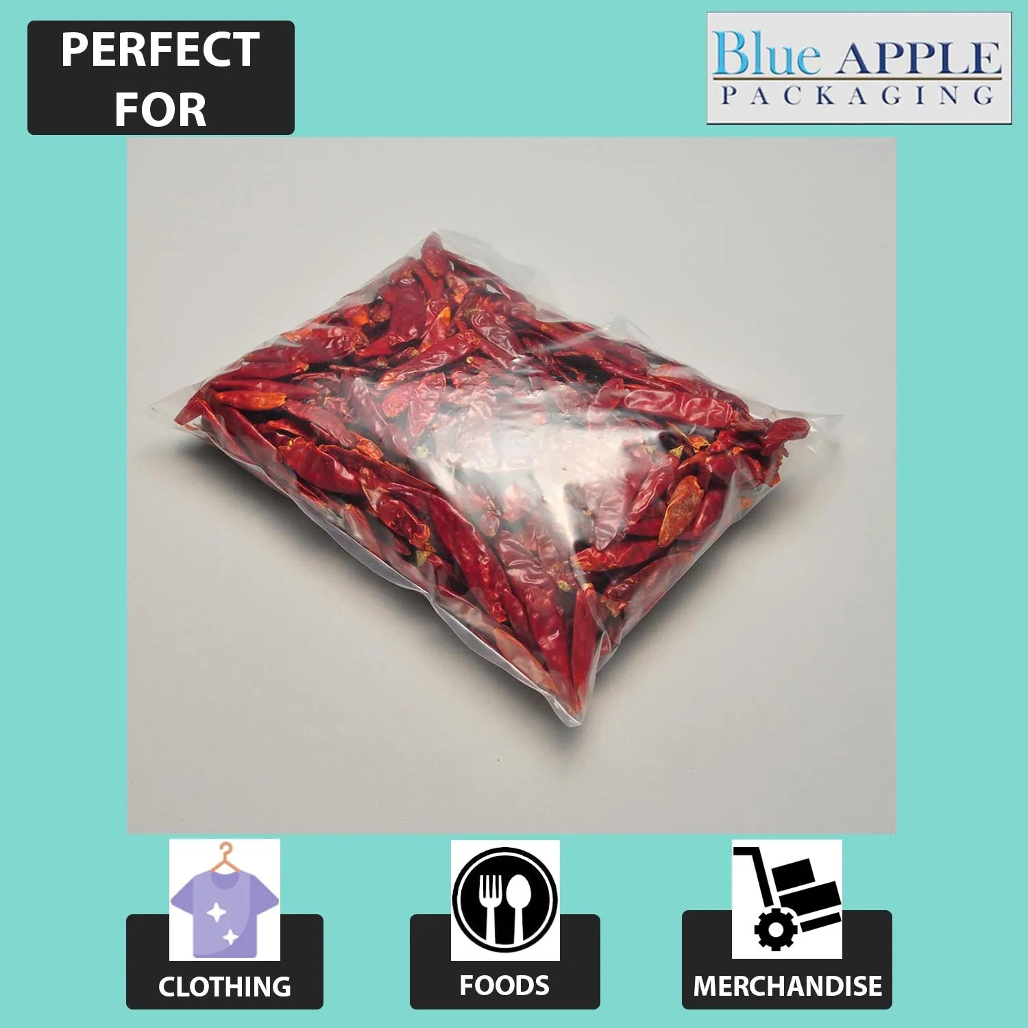 12X20 inches Clear Flat Poly Bags 4Mil Open Top (LDPE)
