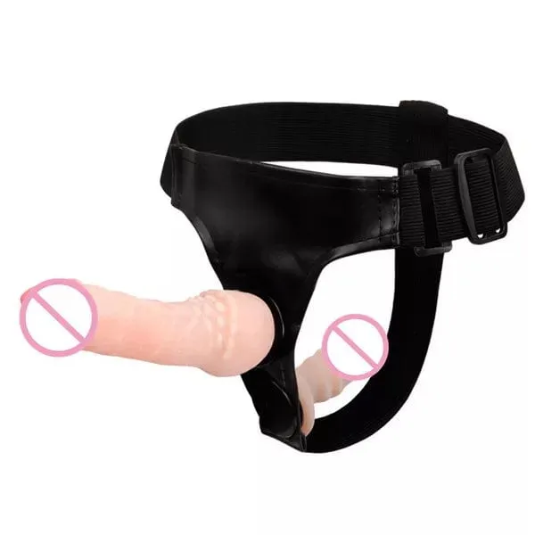1350DL      Double Strap-On Pegging Set with Long and Short Textured Dildos