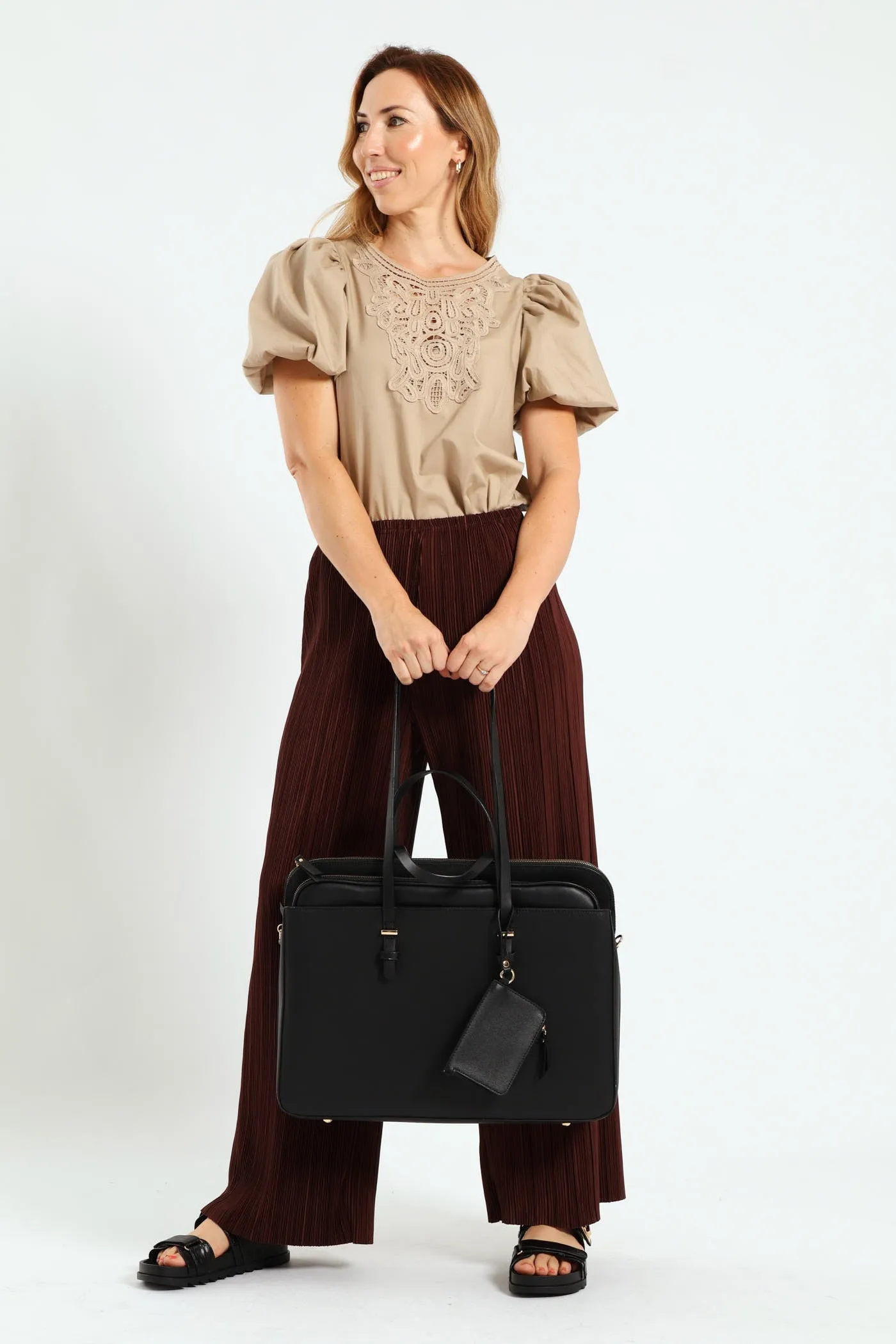 15inch Textured Laptop Bag with Coin Purse & Removable Laptop Sleeve