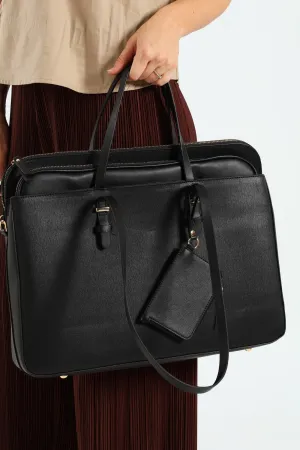15inch Textured Laptop Bag with Coin Purse & Removable Laptop Sleeve
