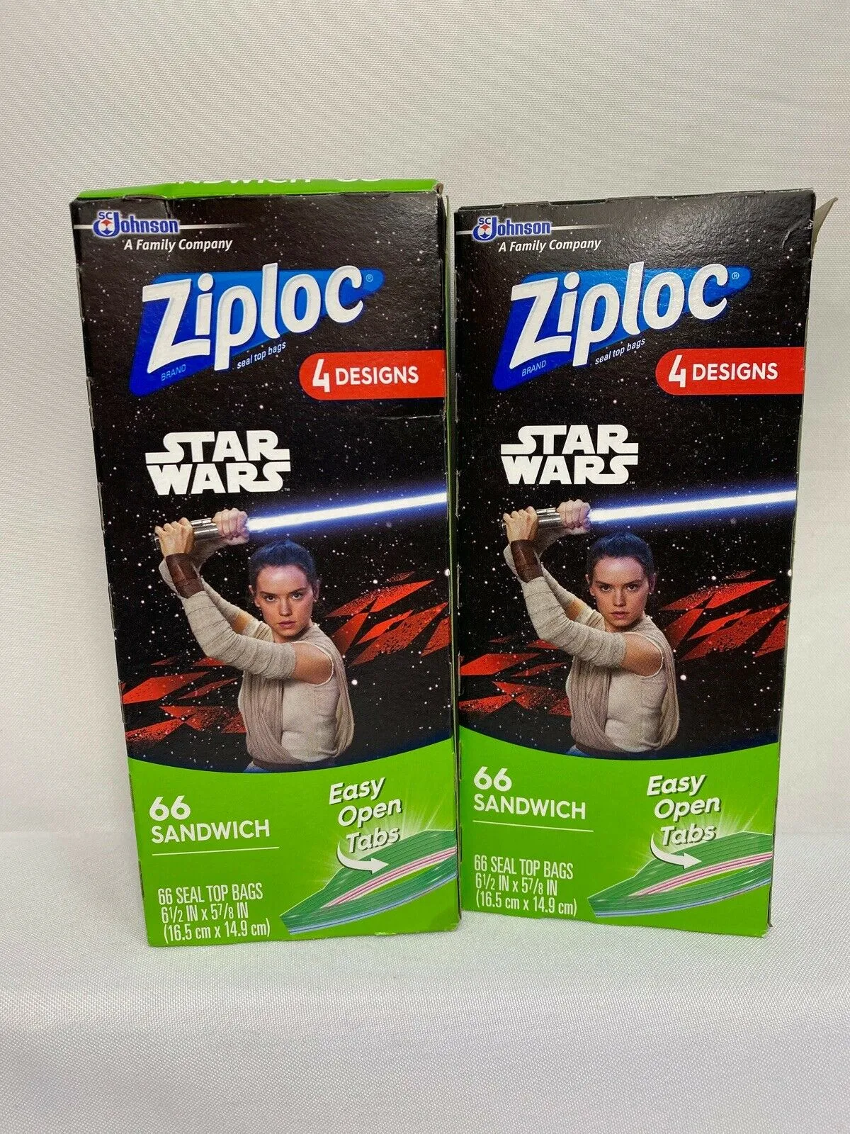 (2) Ziploc 66 Sandwich Bags Star Wars 6 1/2 x 5 7/8 Seal Top 132 Poly Zipper