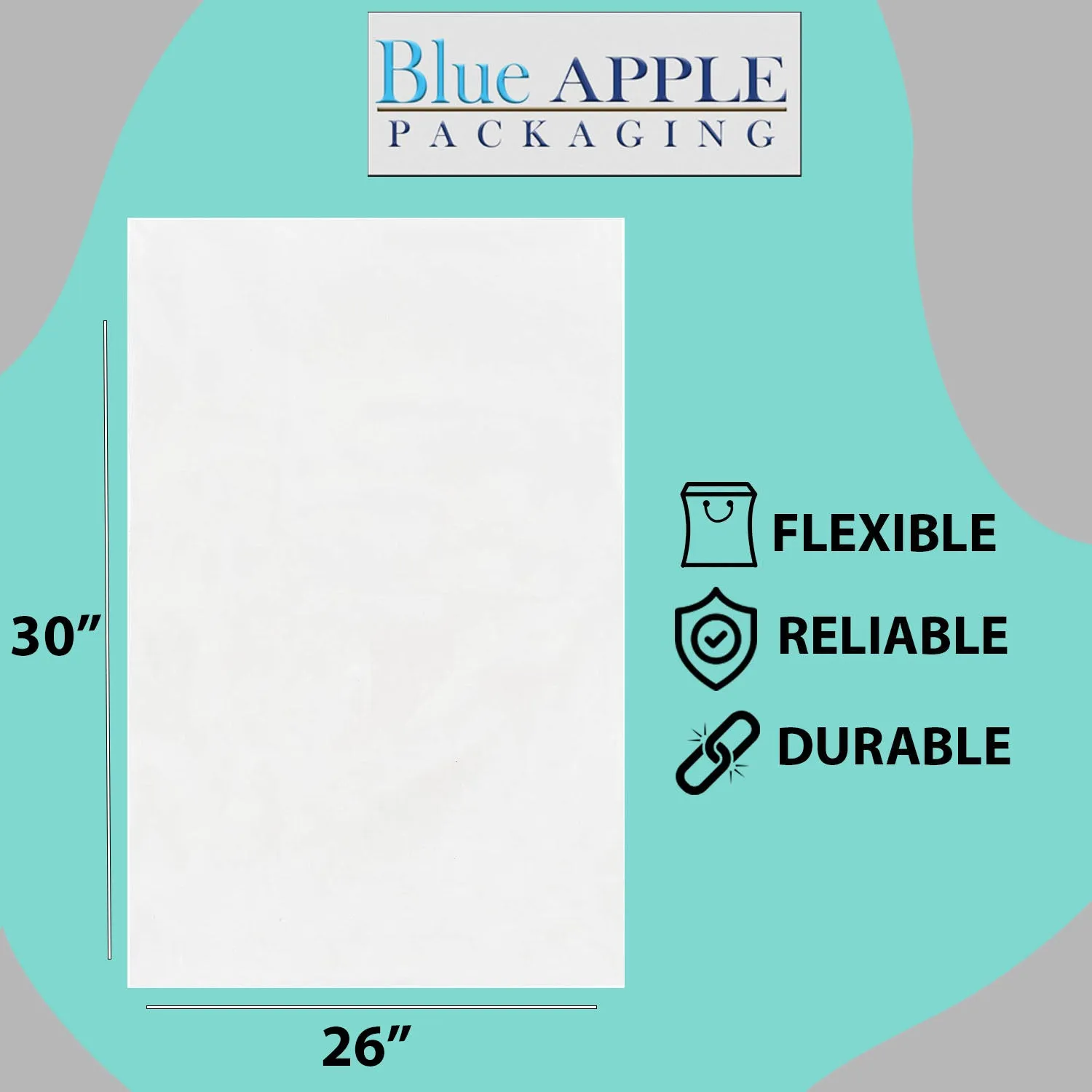 26X30 inches Clear Flat Poly Bags 3Mil Open Top (LDPE)