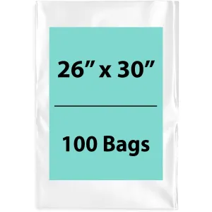 26X30 inches Clear Flat Poly Bags 3Mil Open Top (LDPE)