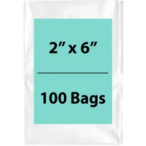 2X6 inches Clear Flat Poly Bags 1.5Mil Open Top (LDPE)