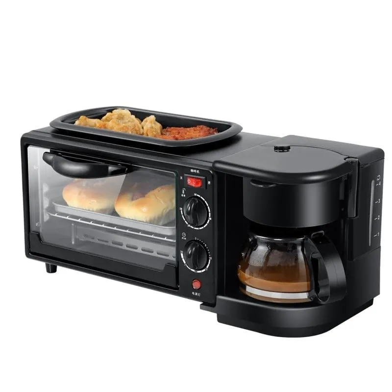 3-in-1 Electric Breakfast Machine, Multifunction Coffee Maker, Frying Pan and Mini Oven