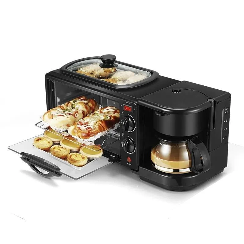 3-in-1 Electric Breakfast Machine, Multifunction Coffee Maker, Frying Pan and Mini Oven