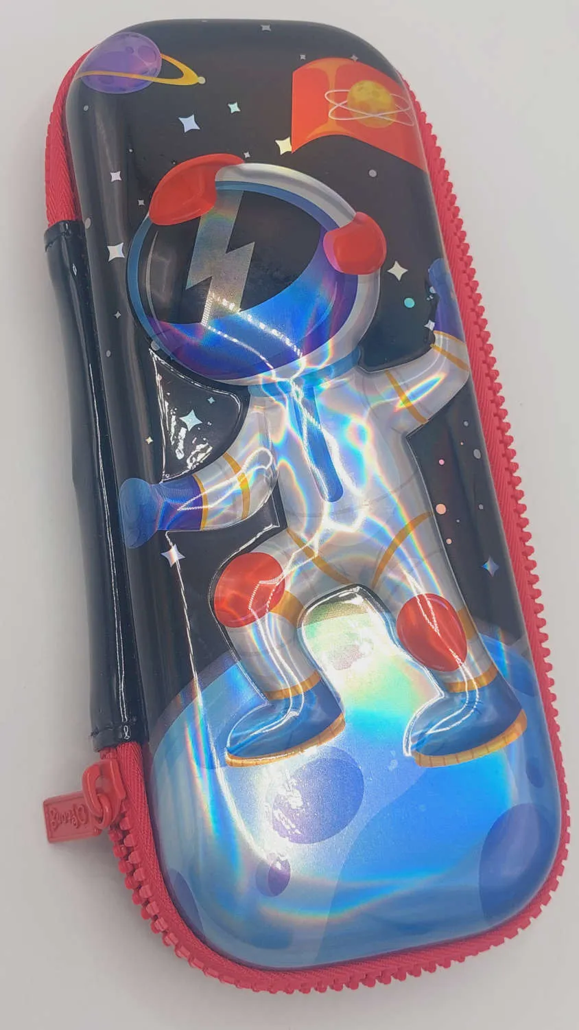 3D Embossed Astronaut Stationery Pouch Shining EVA Pencil Case Fancy Accessories Storage Pouch For Kids