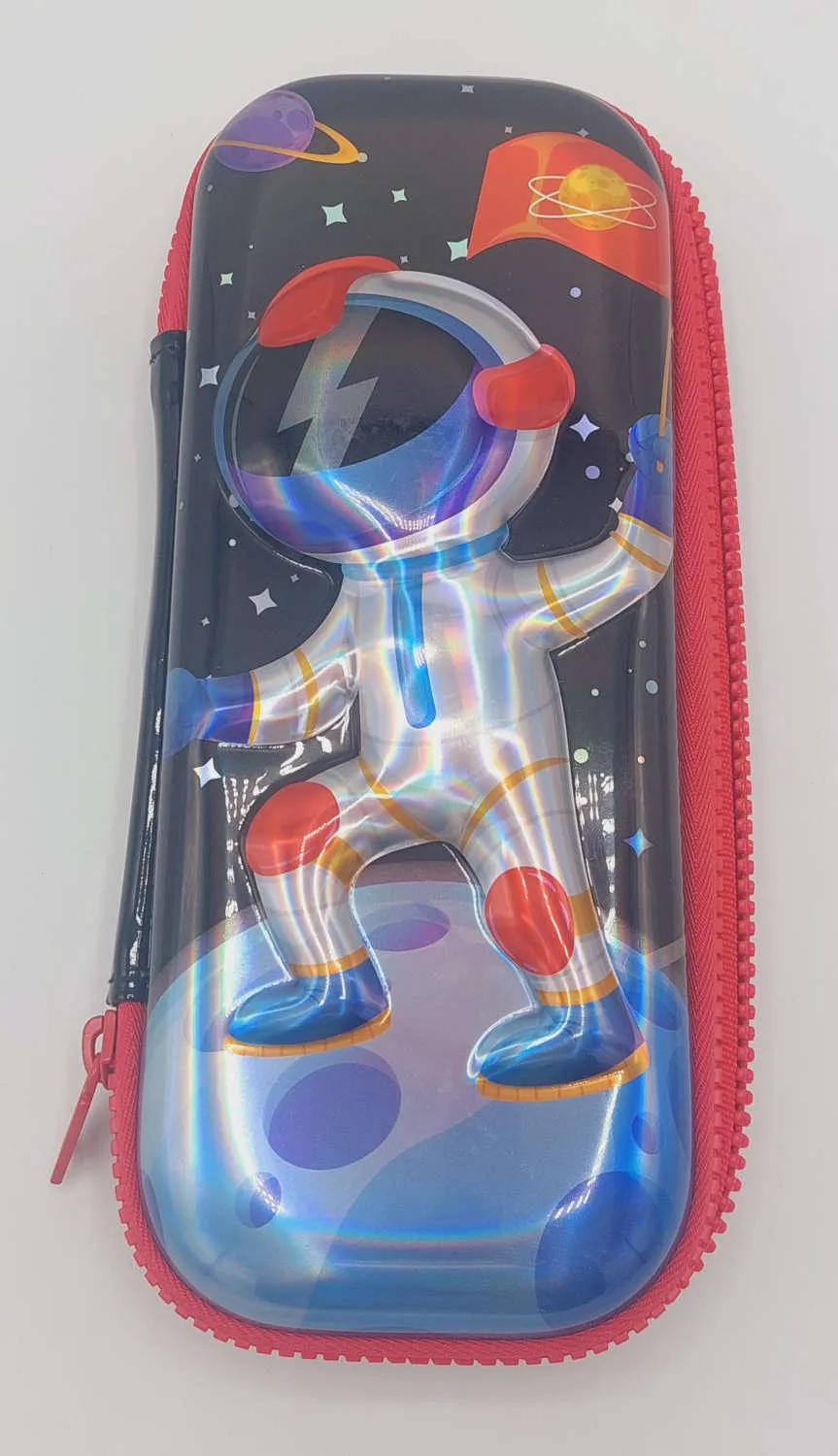 3D Embossed Astronaut Stationery Pouch Shining EVA Pencil Case Fancy Accessories Storage Pouch For Kids