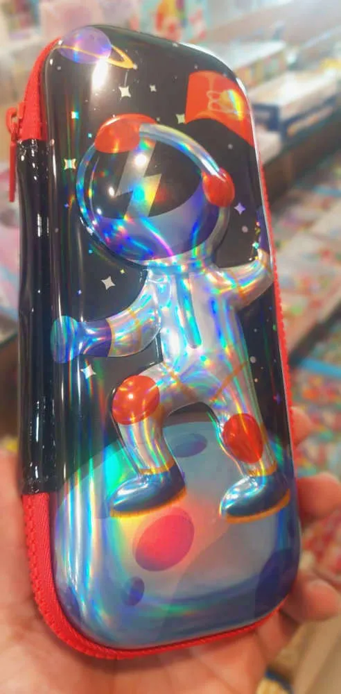3D Embossed Astronaut Stationery Pouch Shining EVA Pencil Case Fancy Accessories Storage Pouch For Kids