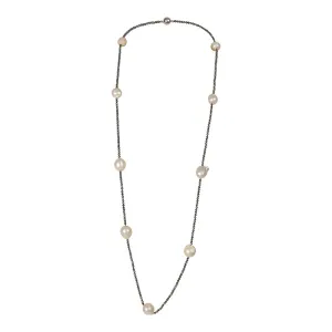 404-07 | GUNMETAL CRYSTAL & WILD PEARL NECKLACE