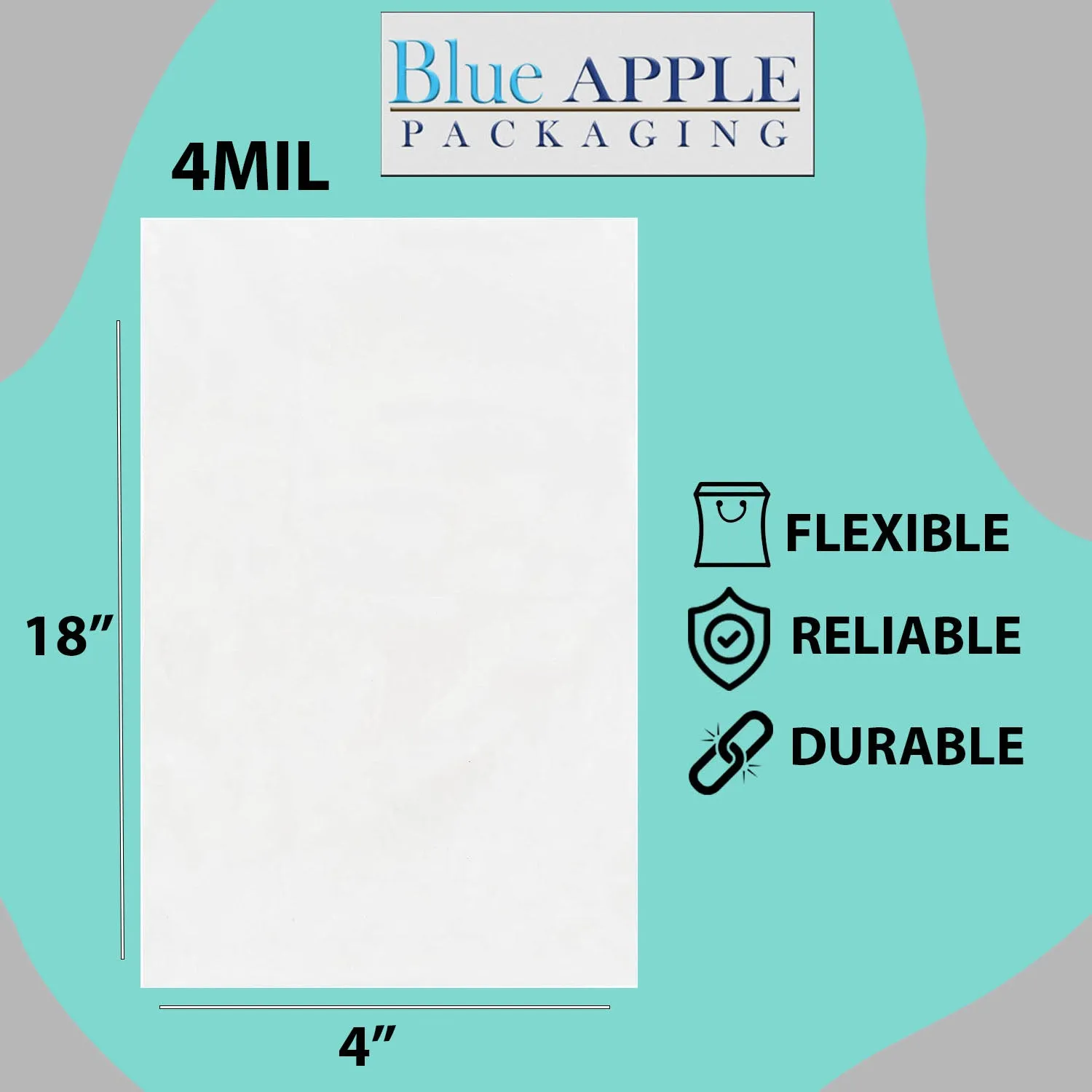 4X18 inches Clear Flat Poly Bags 4Mil Open Top (LDPE)