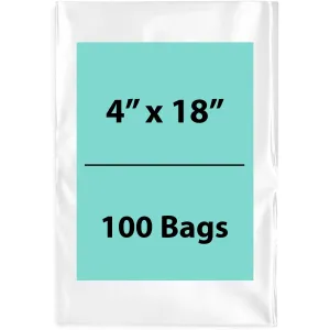 4X18 inches Clear Flat Poly Bags 4Mil Open Top (LDPE)