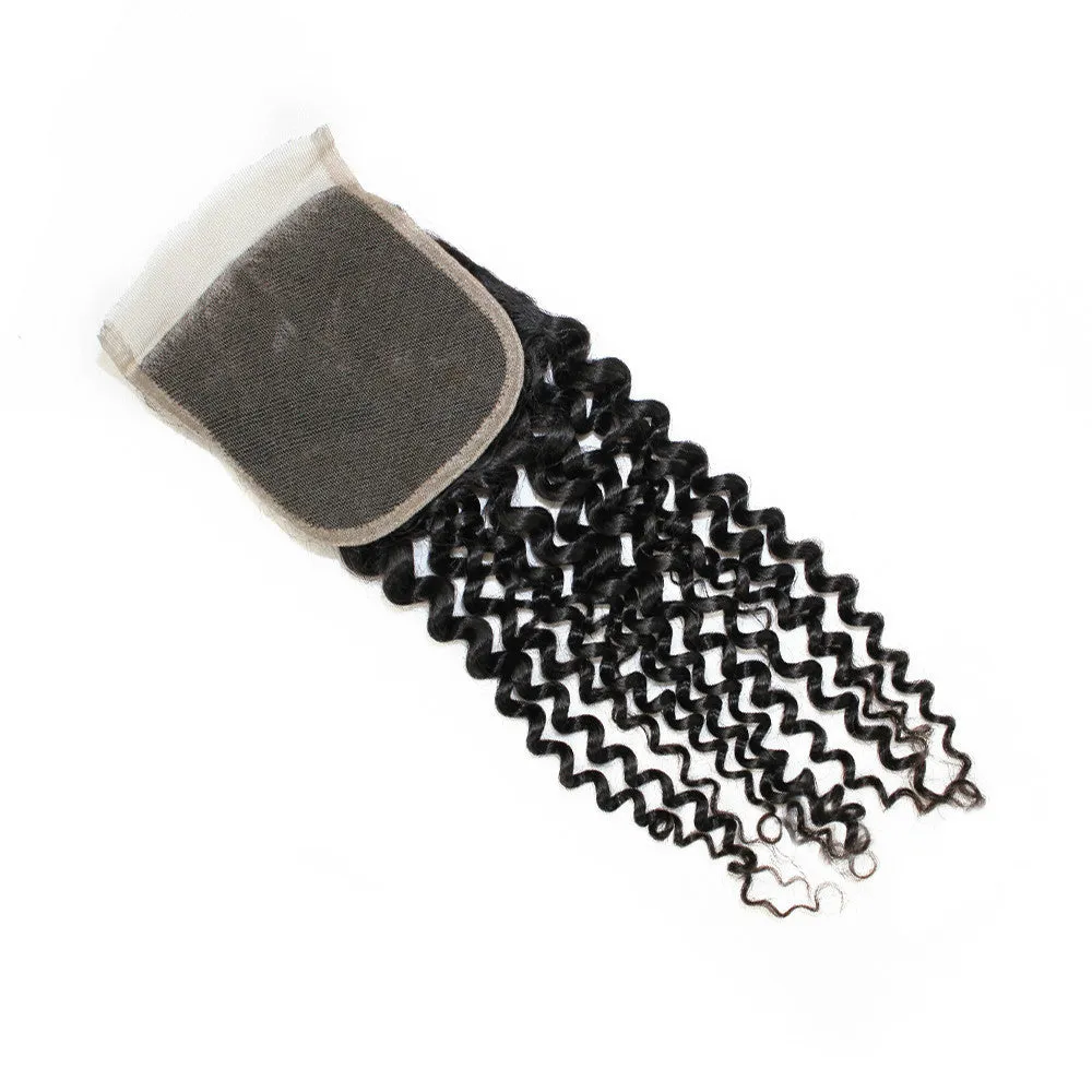 4x4 Kinky Curly Closure Free Part 100 Human Hair closure