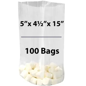 5X4.5X15 inches Clear Gusseted Poly Bags 0.75 Mil Low Density LDPE