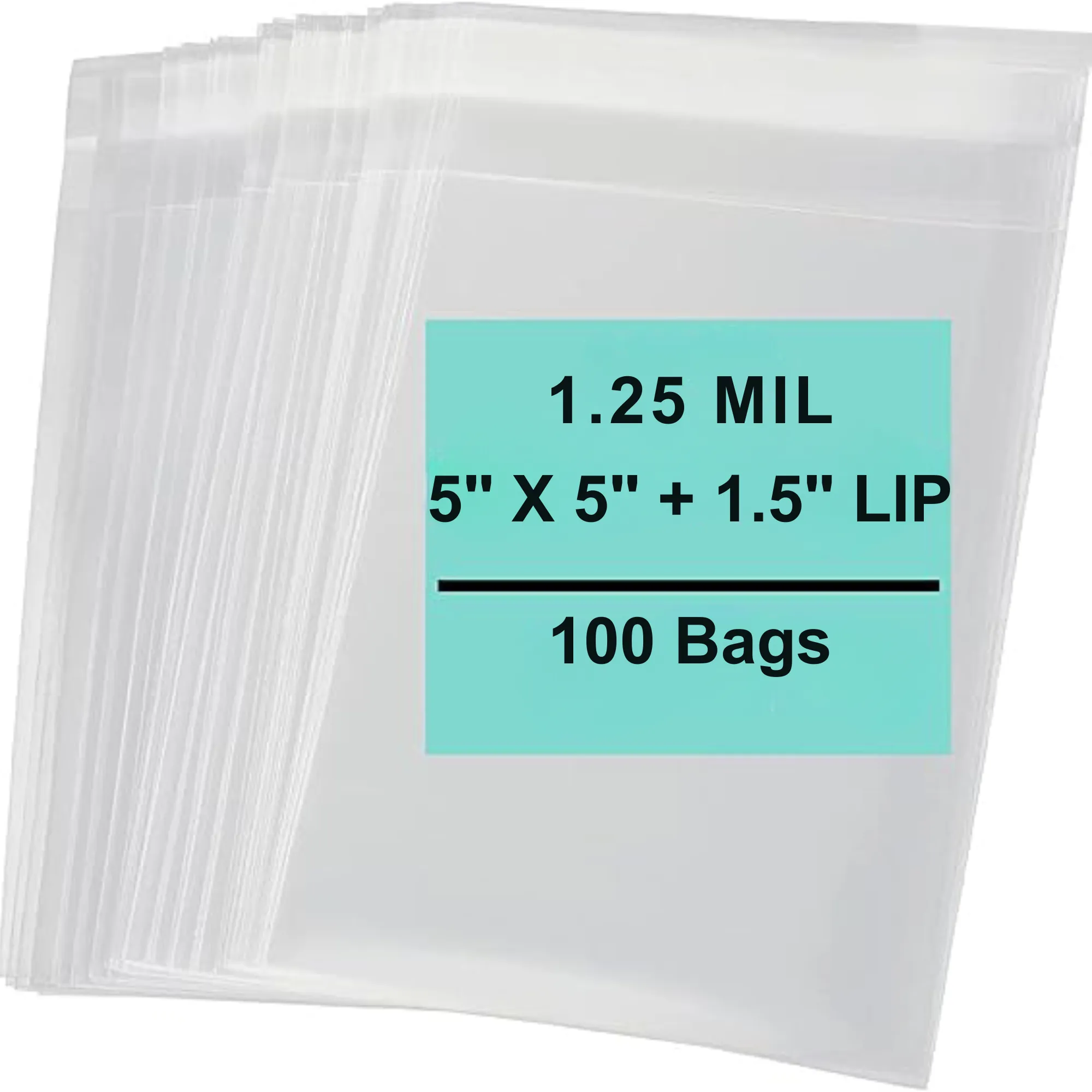 5X5 1.5 inches Lip and Tape Resealable Bags Co-Extruded 1.25 Mil PPE