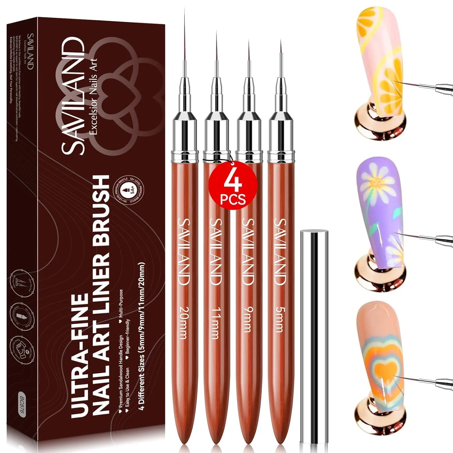 6PCS Nail Art Brushes Set – Multifunctional Nail Brushes for Nail Art Nail Design Brush Gel Nail Brush for Nail Extension Nail Art Liner Brush 3 Sizes Dotting Tools for DIY