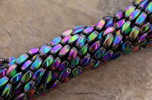 6X12mm Magnetic Hematite Twist With Rainbow Center MH63