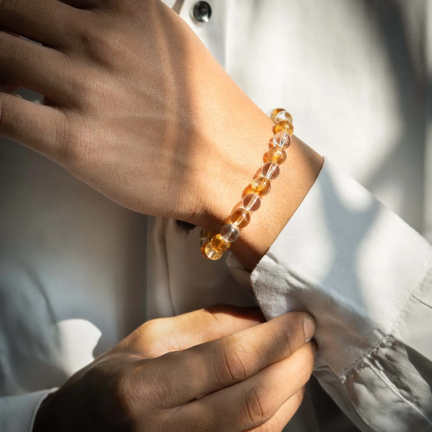 Abundance Citrine and Clear Quartz Natural Stone Bracelet