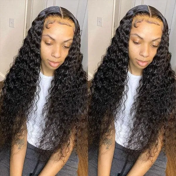 Aliopop Hair Water Wave 6x6 Lace Closure Wigs Transparent Lace Wig Deep Part Wig