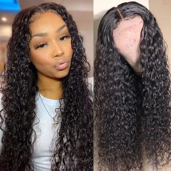 Aliopop Hair Water Wave 6x6 Lace Closure Wigs Transparent Lace Wig Deep Part Wig