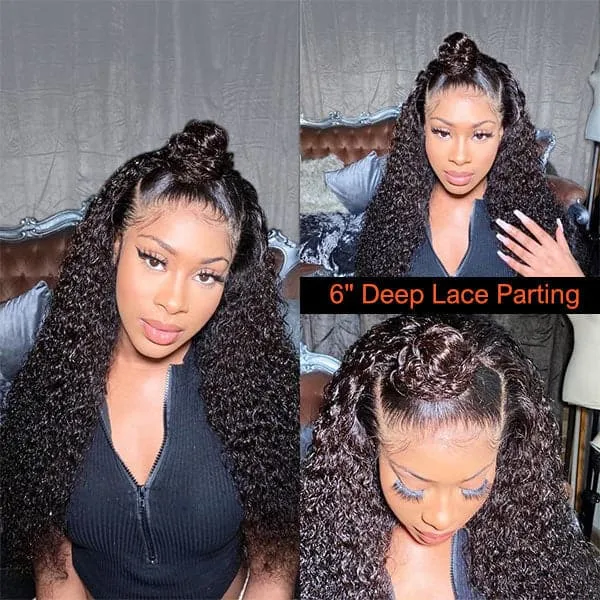 Aliopop Hair Water Wave 6x6 Lace Closure Wigs Transparent Lace Wig Deep Part Wig