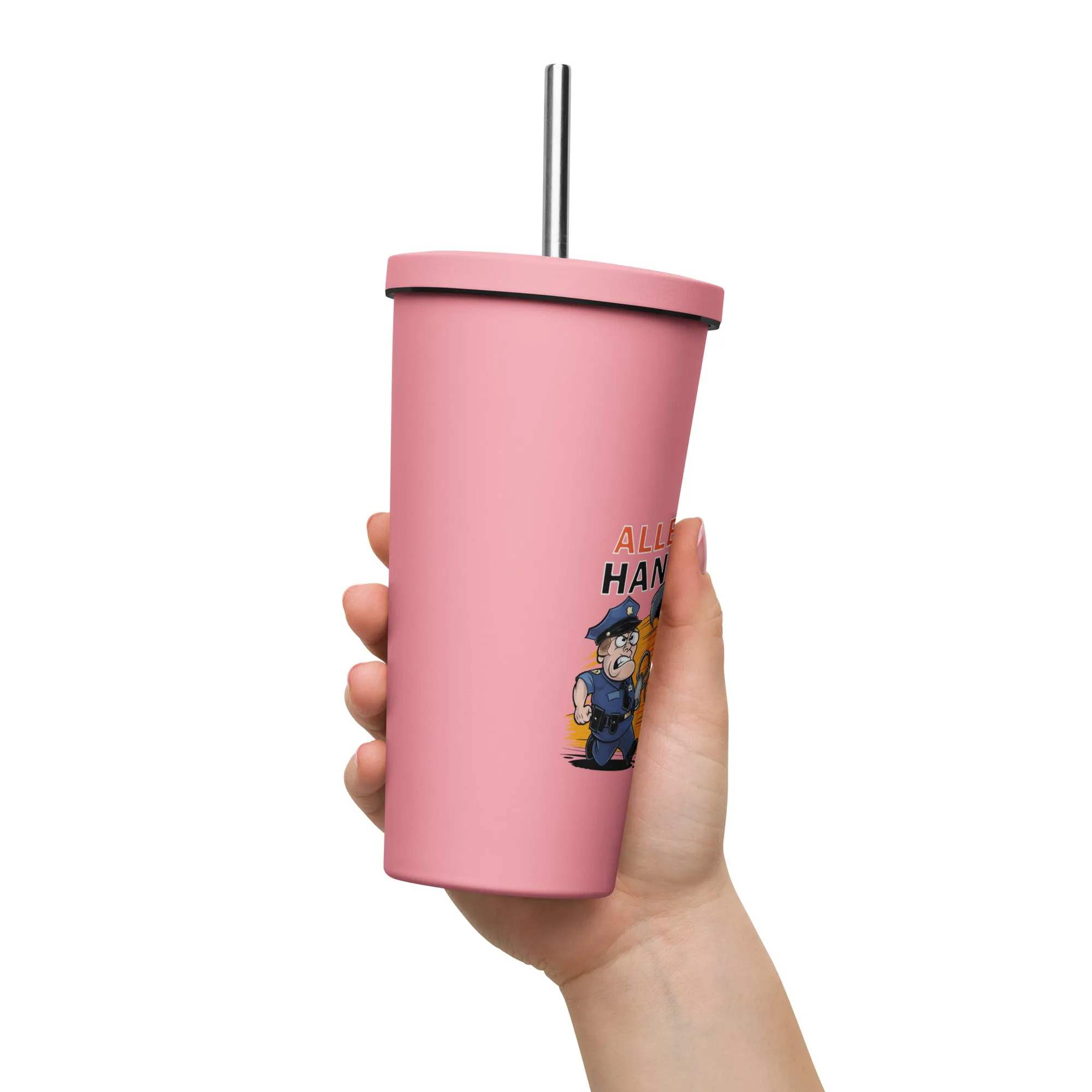 Allergic to Handcuffs – Raccoon Escape Insulated Tumbler with Straw