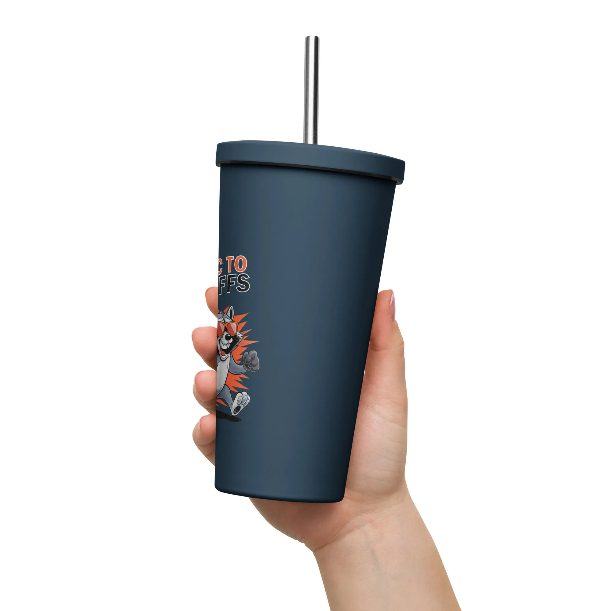 Allergic to Handcuffs – Raccoon Escape Insulated Tumbler with Straw