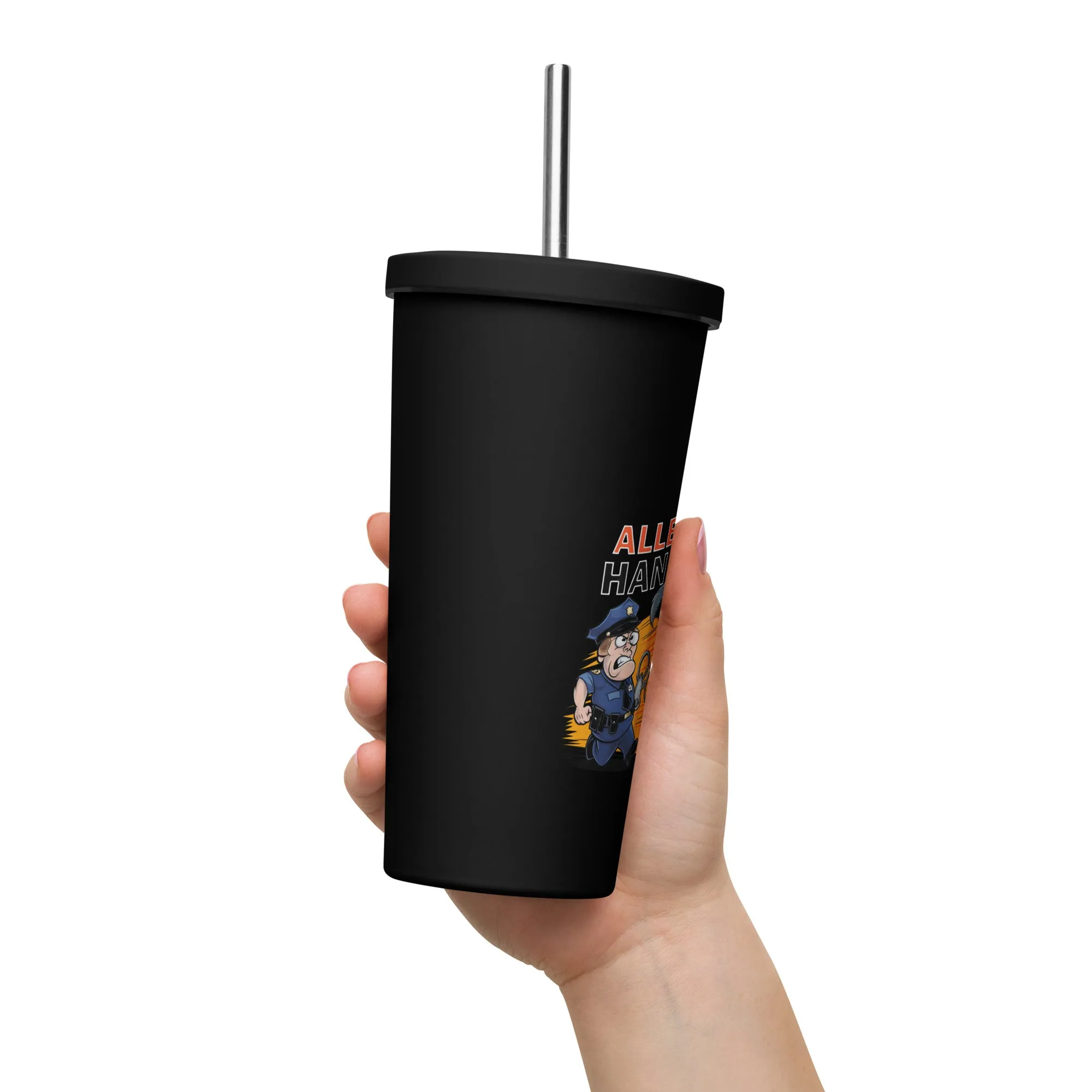 Allergic to Handcuffs – Raccoon Escape Insulated Tumbler with Straw