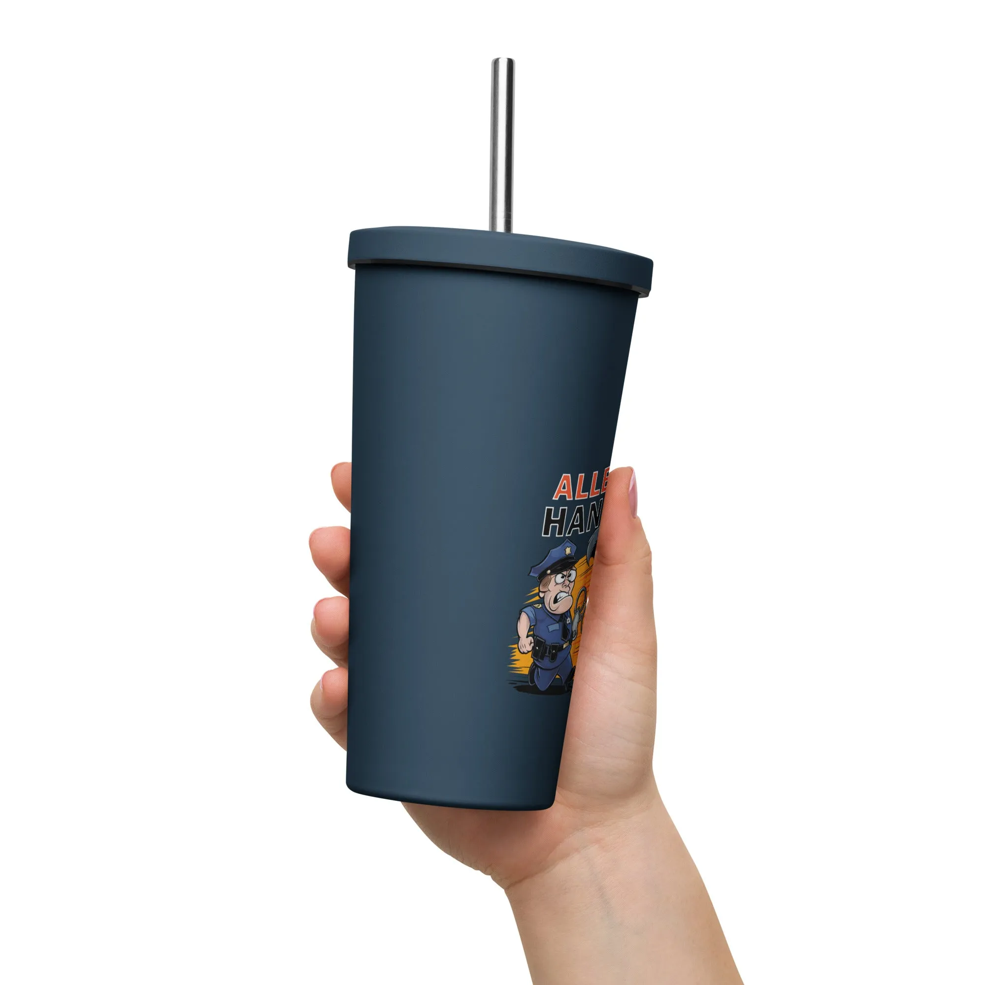 Allergic to Handcuffs – Raccoon Escape Insulated Tumbler with Straw