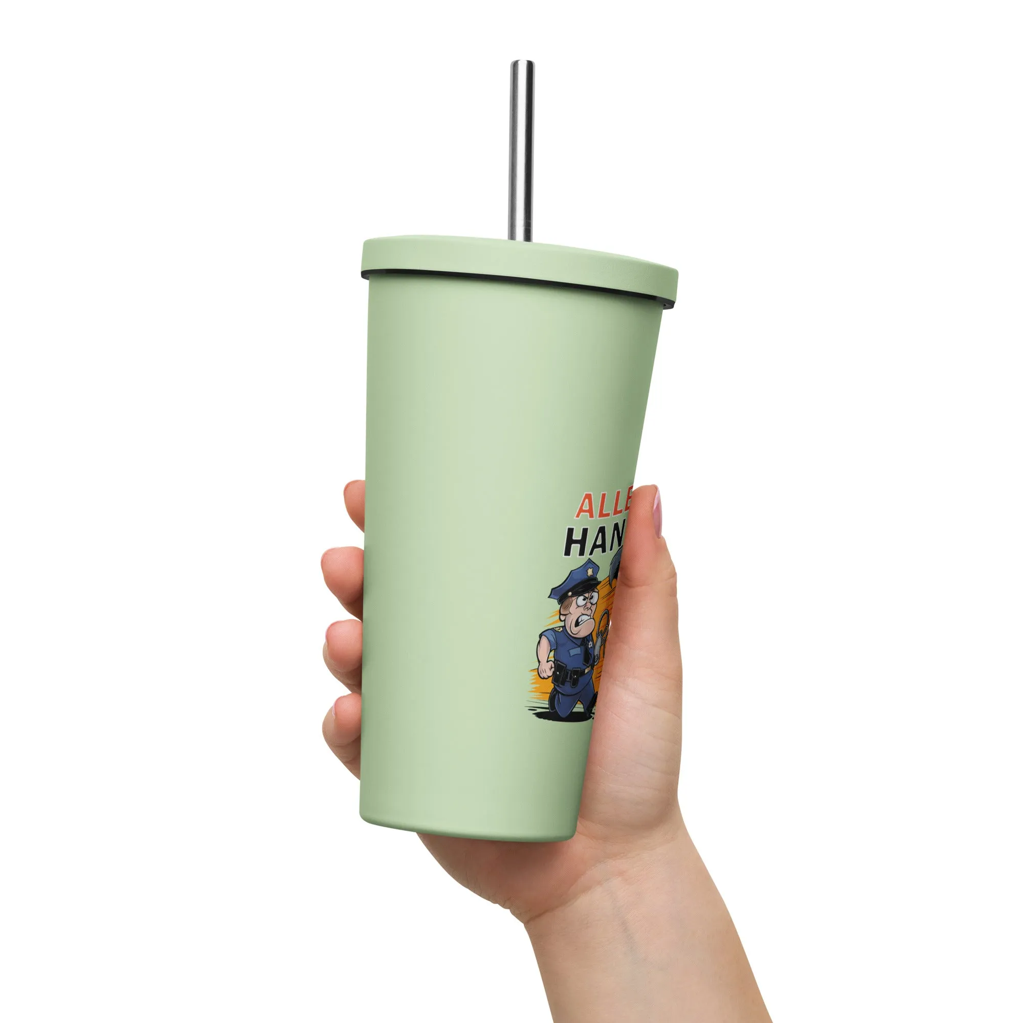 Allergic to Handcuffs – Raccoon Escape Insulated Tumbler with Straw