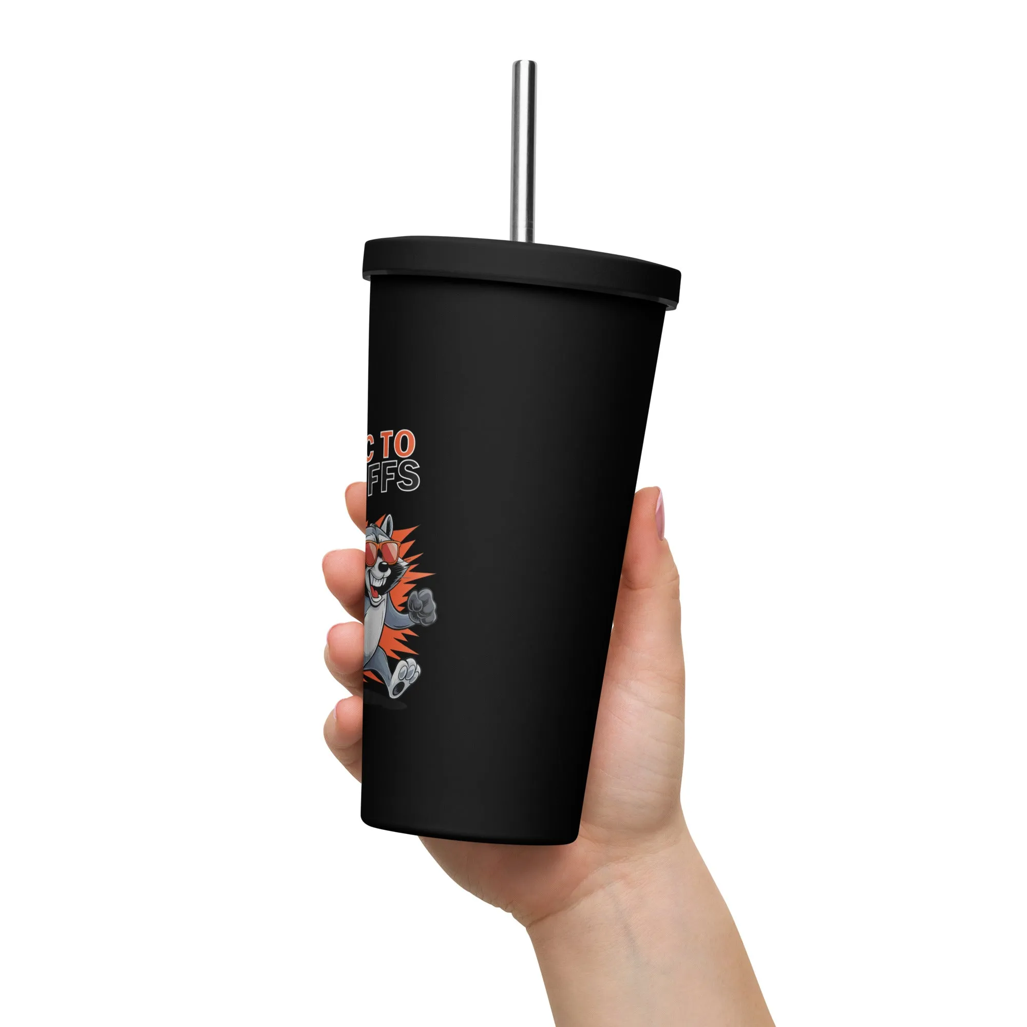 Allergic to Handcuffs – Raccoon Escape Insulated Tumbler with Straw