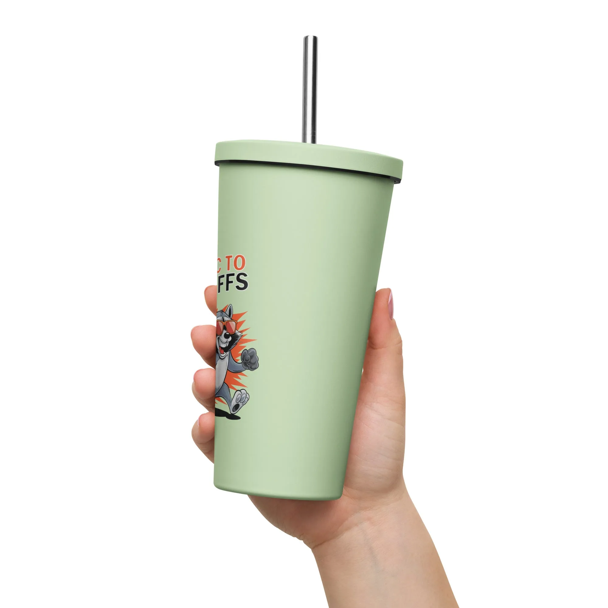 Allergic to Handcuffs – Raccoon Escape Insulated Tumbler with Straw