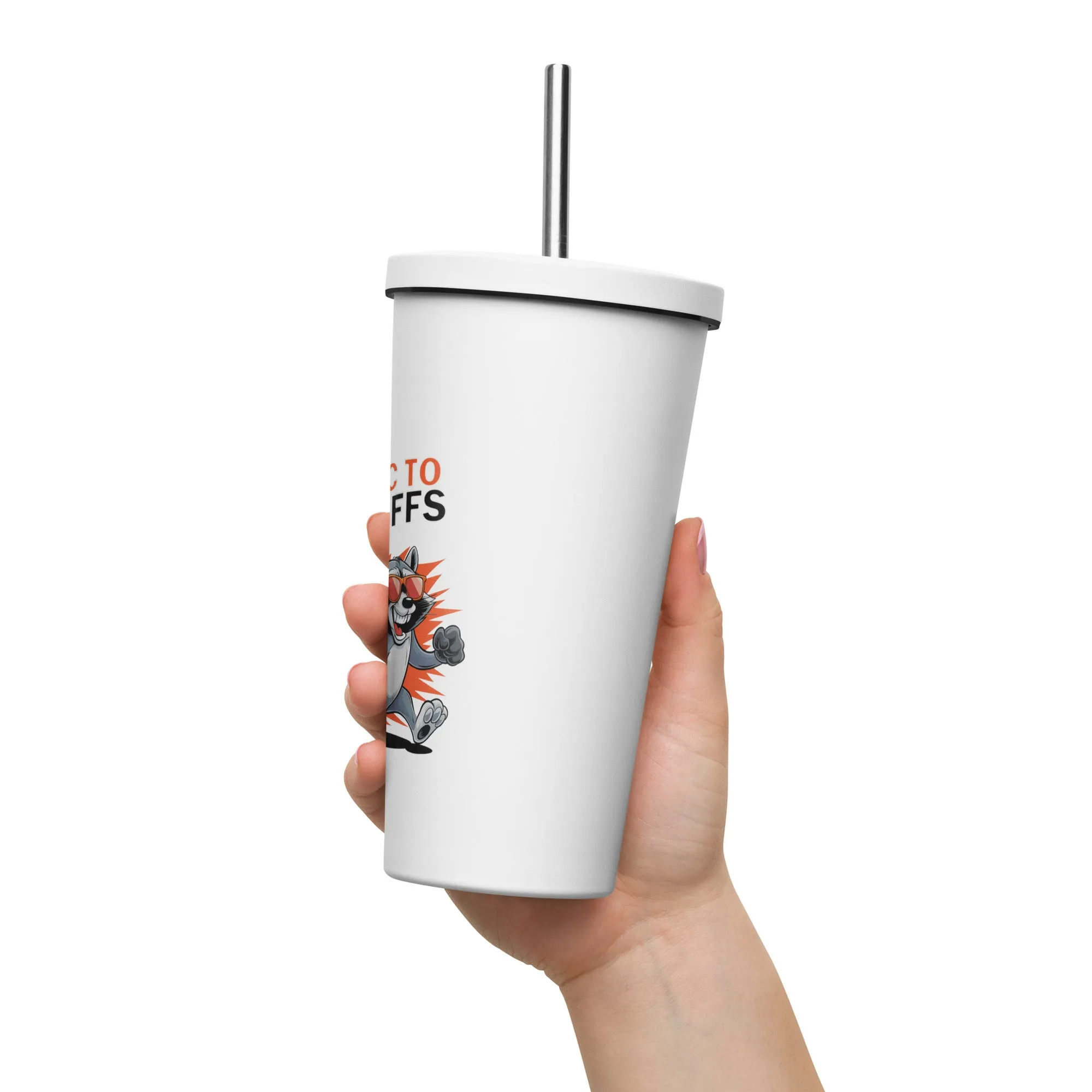Allergic to Handcuffs – Raccoon Escape Insulated Tumbler with Straw