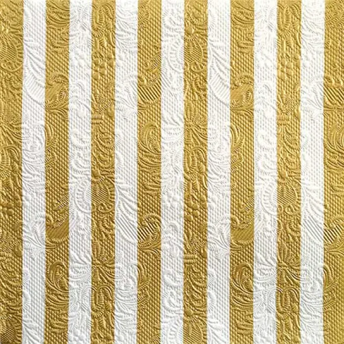 Ambiente Embossed Napkins Gold Stripes - Large