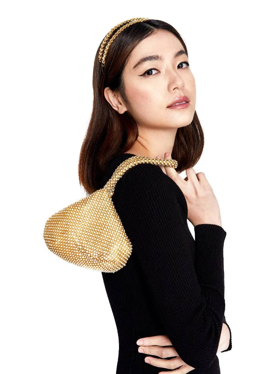 Angels Whisper Accessories - Jada Diamanté Wristlet Bag: Gold