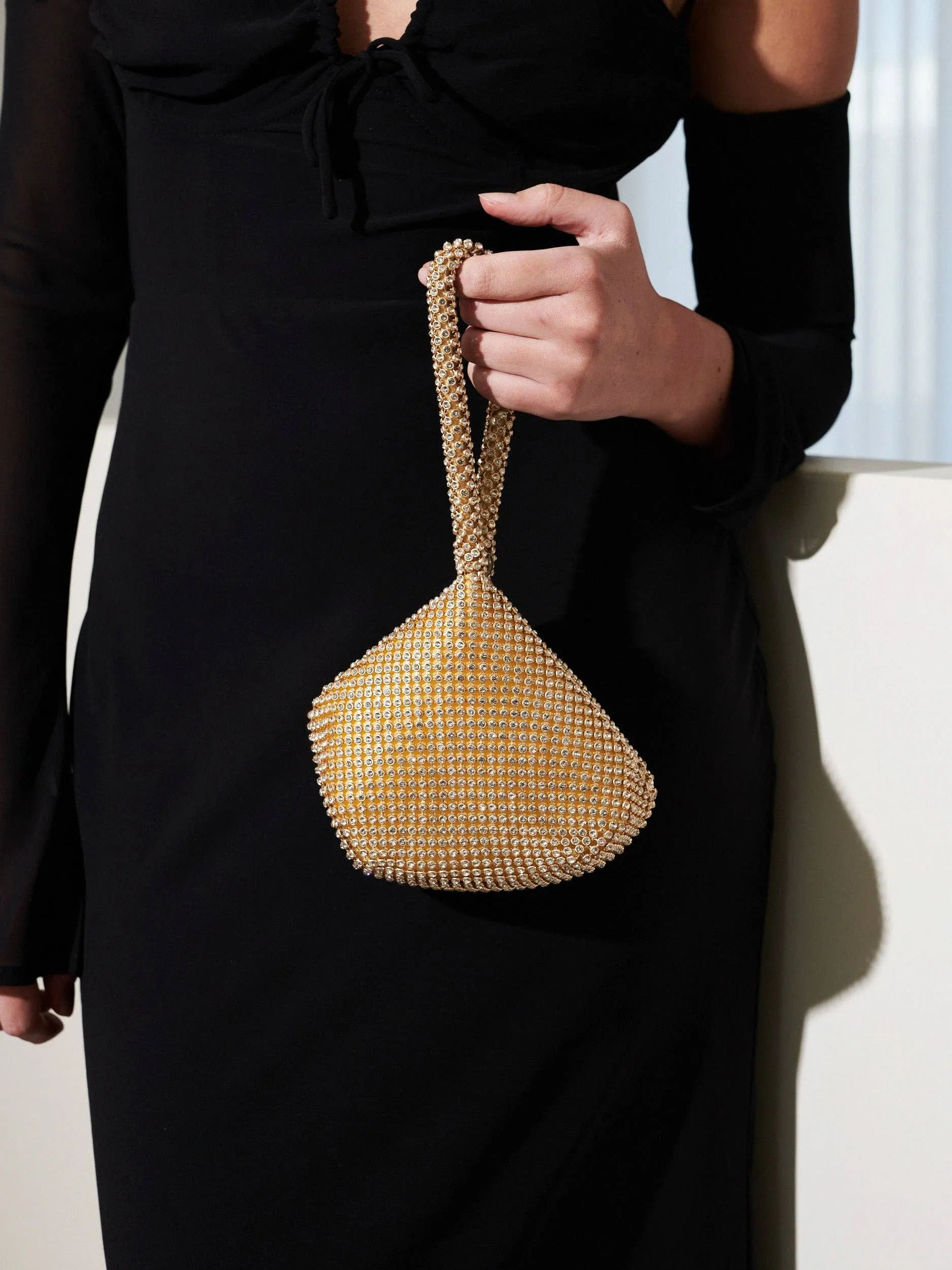 Angels Whisper Accessories - Jada Diamanté Wristlet Bag: Gold
