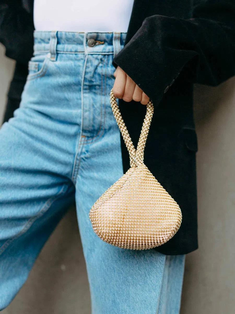 Angels Whisper Accessories - Jada Diamanté Wristlet Bag: Gold