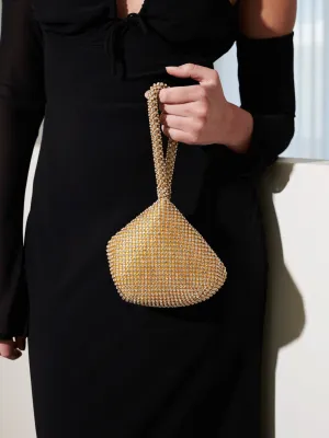 Angels Whisper Accessories - Jada Diamanté Wristlet Bag: Gold