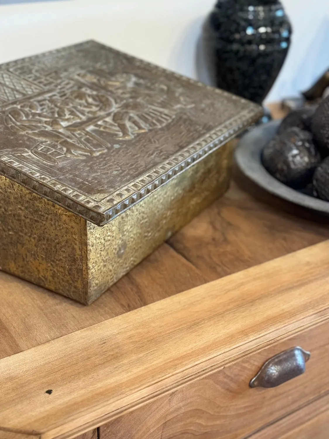Antique Embossed Brass Box