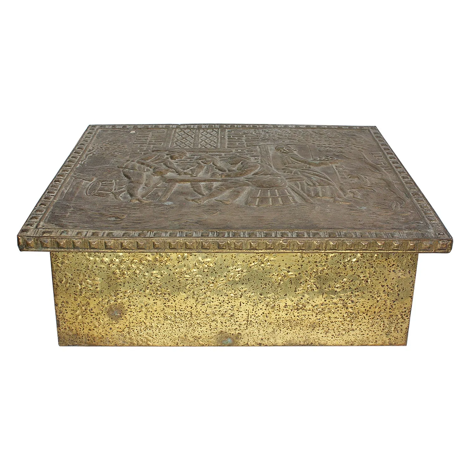 Antique Embossed Brass Box